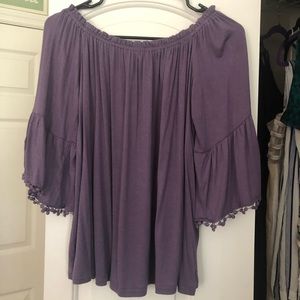 Purple off the shoulder shirt